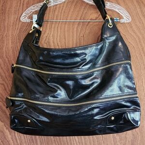 Black patent Black Tote Shoulder bag Purse Large